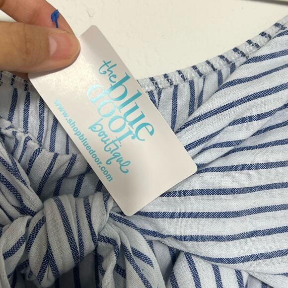 THE BLUE DOOR BOUTIQUE SEASIDE STRAPLESS BLUE WHITE LARGE DRESS BRAND NEW - Picture 6 of 6